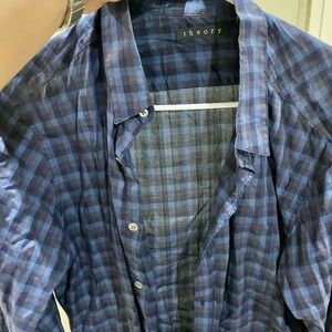 Theory Blue Checkered Shirt